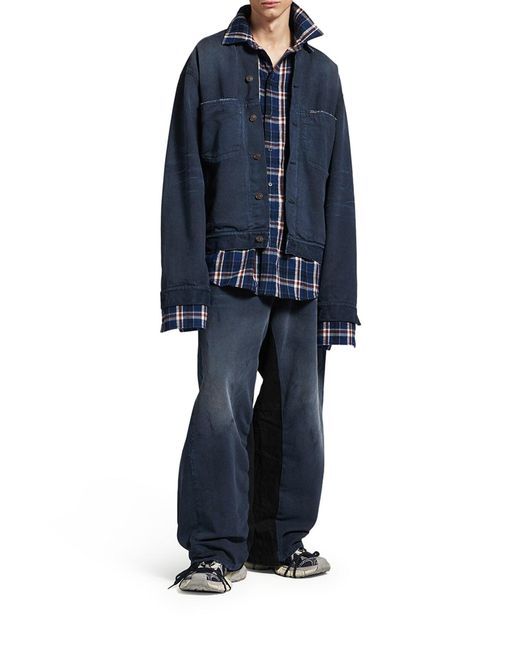 Balenciaga Blue Patched Shirt-Jacket for men