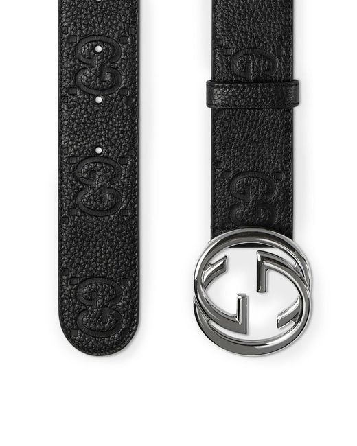 Cintura larga con fibbia interlocking g di Gucci in White da Uomo