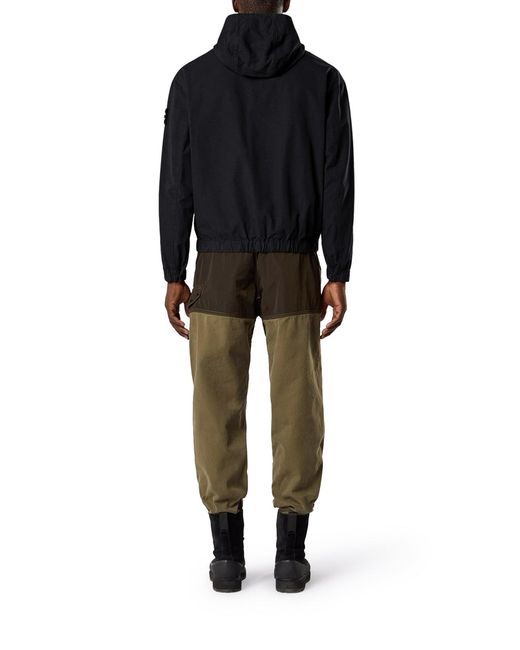 Stone Island Blue Overshirt With Hood for men