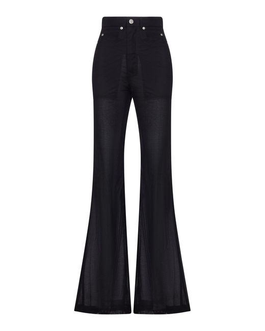 Rick Owens Blue Bolan Bootcut Semi-Transparent Pants