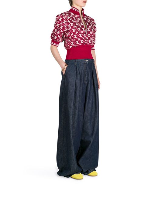 Dries Van Noten Blue Wide Leg Jeans With Darts
