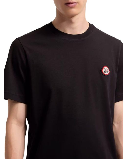 T-shirt in jersey di cotone con logo di Moncler in Black da Uomo