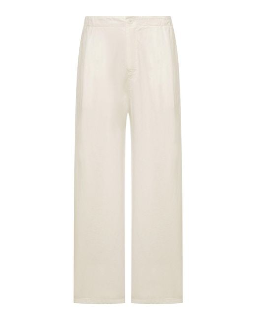 Transit White Wide-Leg Linen Blend Trousers for men
