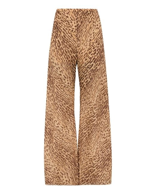 Zimmermann Natural Wide Leg Pants With Animal Print