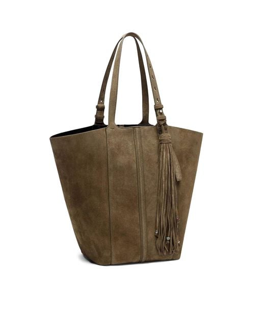 Golden Goose Deluxe Brand Metallic Deluxe Brand Suede Tote Bag With Fringes
