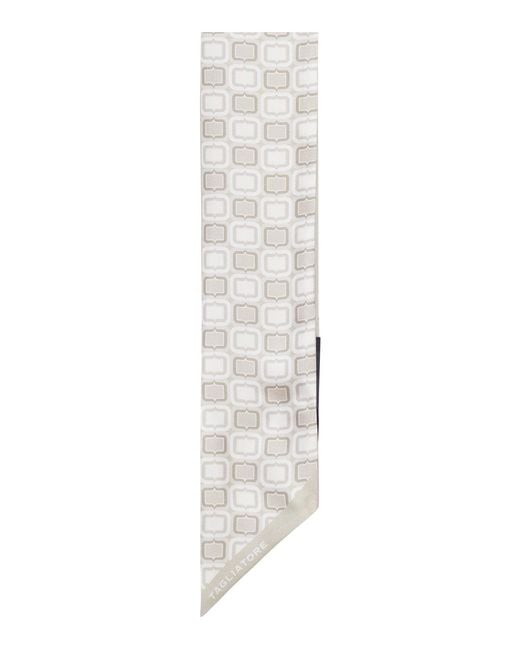 Tagliatore White Scarf With Geometric Print for men