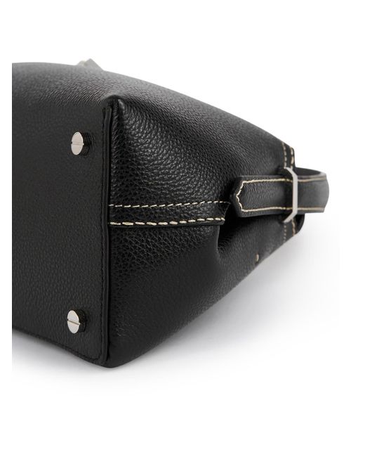 Totême Black T-Lock Leather Bag With Contrasting Stitching