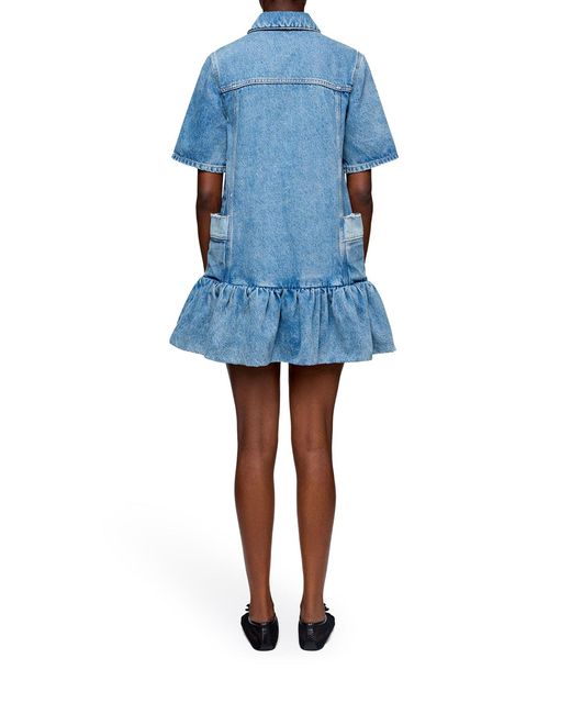 Ganni Blue Patchwork Denim Dress