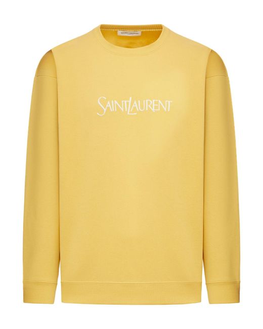 Saint Laurent Yellow Logo-print Cotton Sweatshirt for men