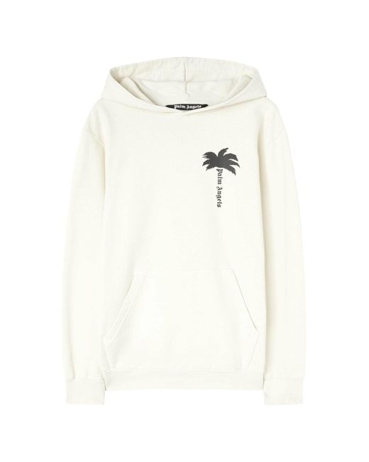 Palm Angels White Hoodies Sweatshirt for men