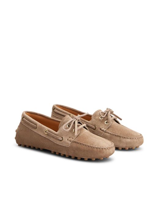 Tod's Brown Gommino Suede Boat Loafers