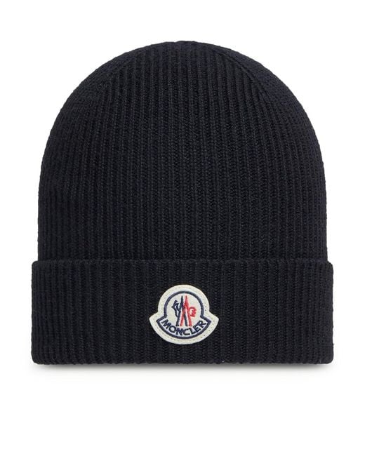 Moncler Blue Logo Wool Hat for men