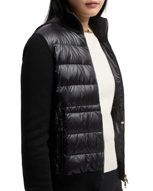 Moncler Black Wool Padded Cardigan With Zip