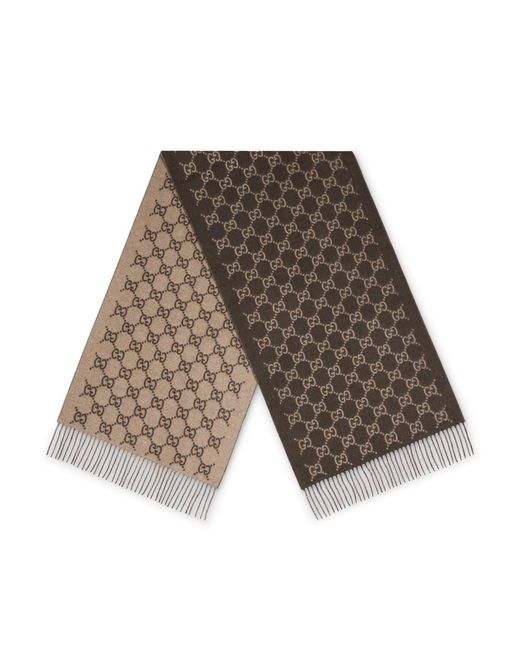Gucci Brown Gg Cashmere Scarf for men