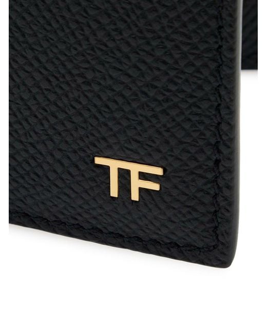 Tom Ford Black Classic Small Grain Leather Card Holder for men