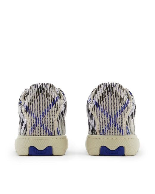 Burberry Blue 'check Knit Box' Sneakers, for men