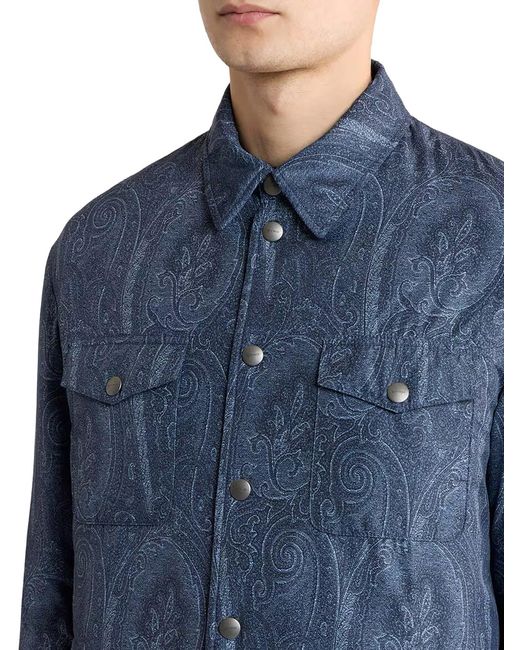 Etro Blue Paisley Overshirt for men