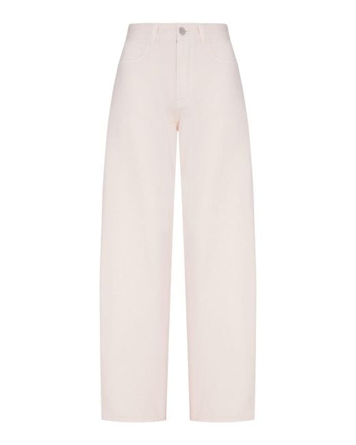 Alaïa White Round Cotton Denim Trousers
