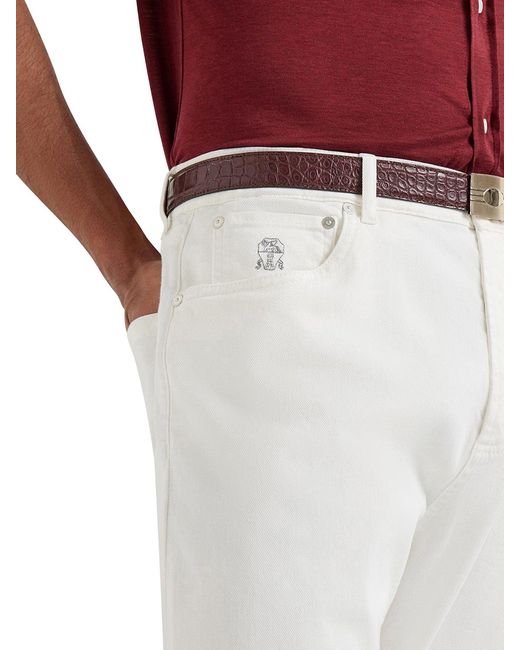 Brunello Cucinelli White Stretch Cotton Jeans for men