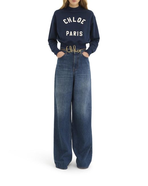 Maglione a collo alto con logo di Chloé in Blue
