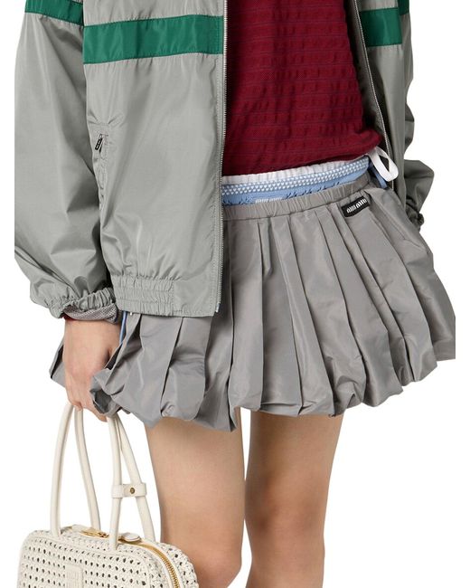 Miu Miu Gray Tec Canvas Mini Skirt