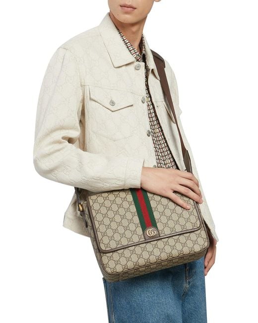 Gucci Gray Medium Ophidia Crossbody Bag for men