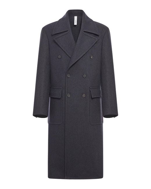 Cappotto doppiopetto herringbone di Hevò in Blue da Uomo