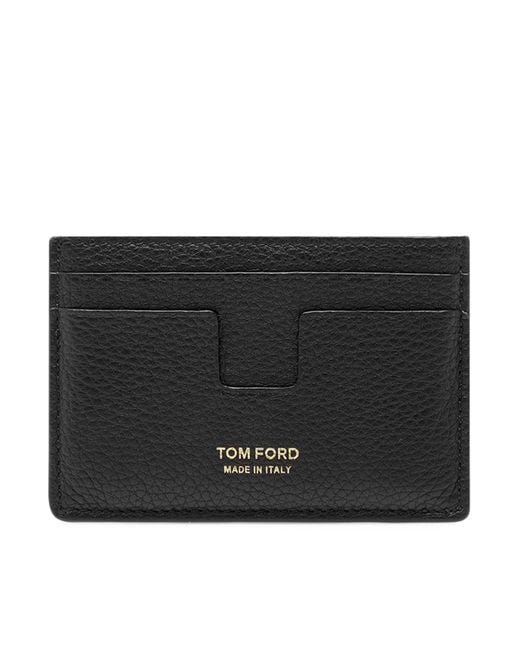Tom Ford Black Classic Full-grain Leather Card Holder for men