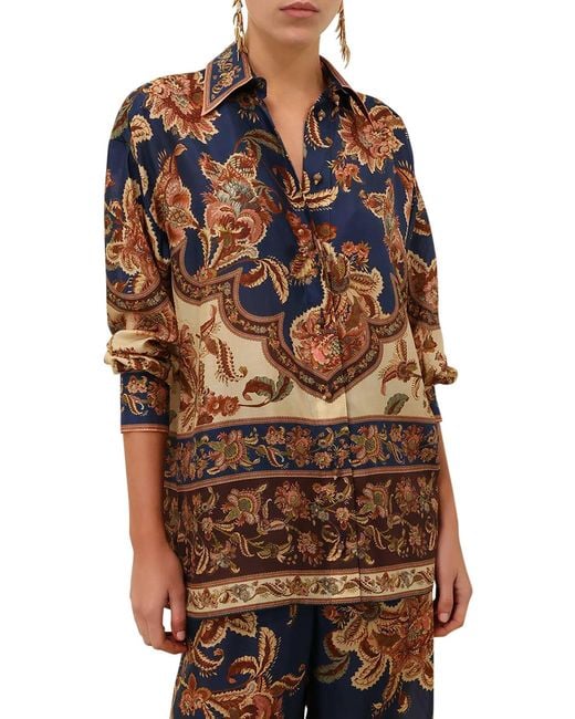 Zimmermann Blue Aster Printed Silk Shirt