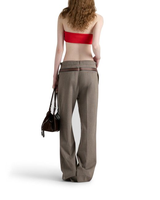 パンツ PRADA WOOL BLEND TROUSERS WITH PRINTED BELT Prada Technical Wool Pants with Printed Belt | Saks Fifth Avenue