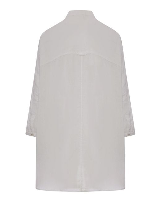 120% Lino White Oversized Linen Shirt