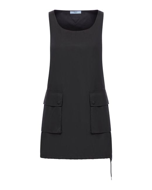 Prada Black Re-Nylon Dress With Applied Pockets