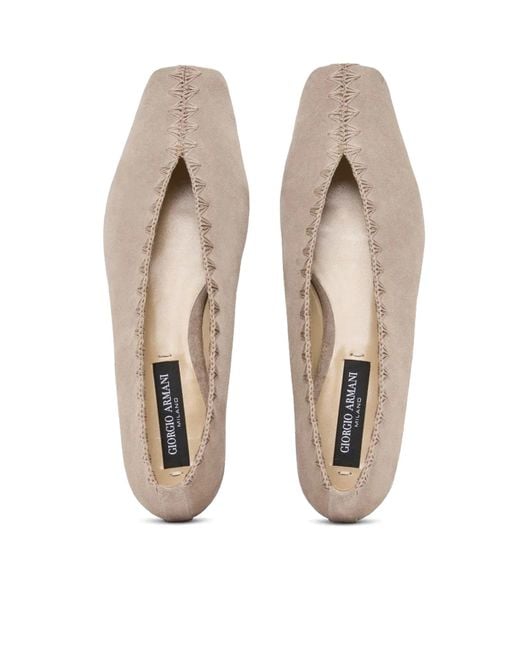 Giorgio Armani Multicolor Suede Ballerinas With Embroidery