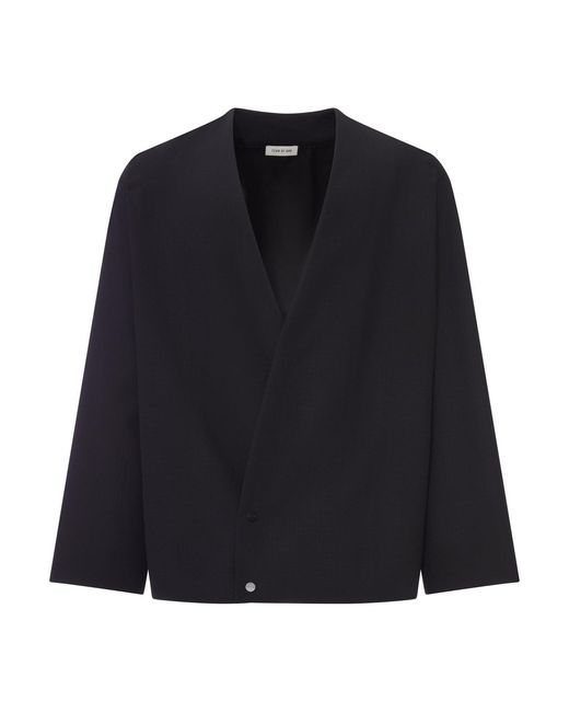 Fear Of God Blue Cropped Wool Jacket Without Lapel for men