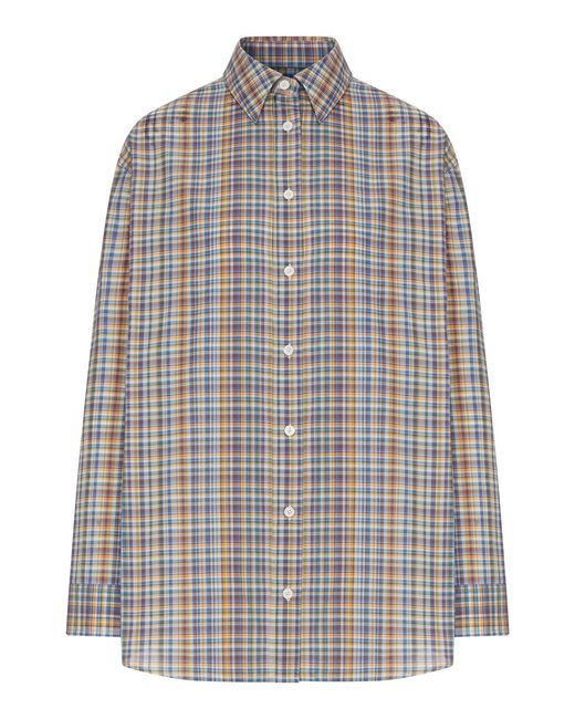 Totême Gray Classic And Checked Cotton Shirt