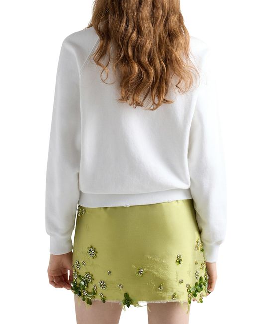 Felpa stampata in cotone di Prada in White