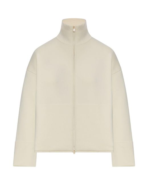 Max Mara Pure Natural High Neck Sweatshirt With Zip