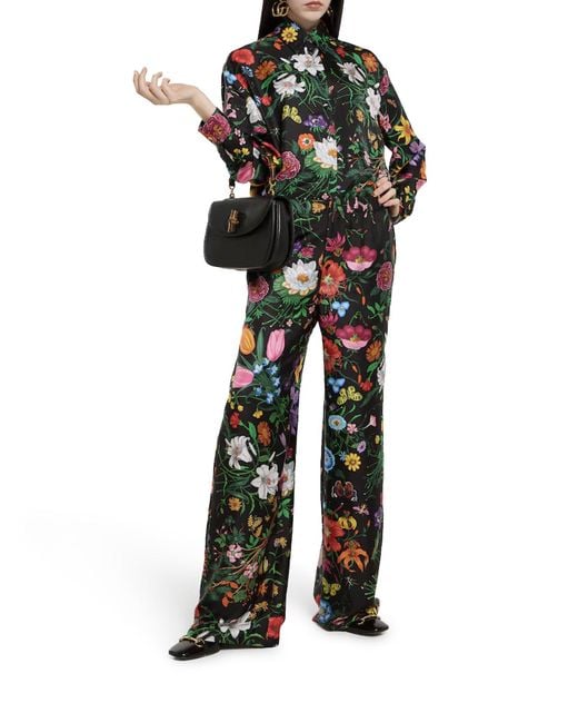 Gucci White Printed Silk Twill Trousers