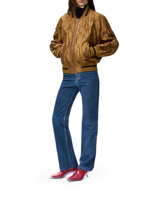 Loewe Brown Technical Fabric Bomber Jacket