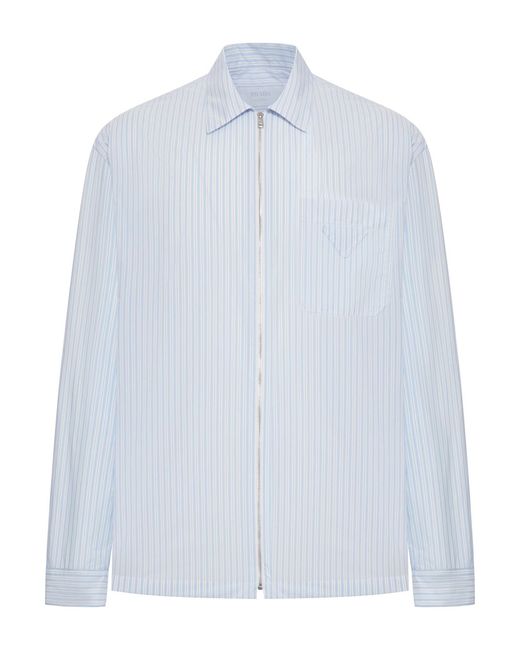 Prada White Technical Fabric Shirt With Striped Pattern for men