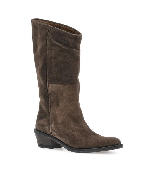 Khaite Brown Clive Western Suede Boots