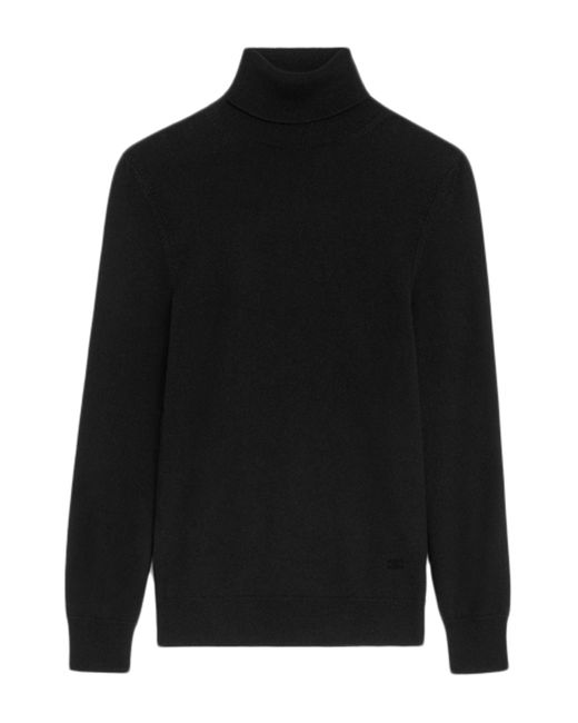 Céline Triomphe High Neck Sweater In Thin Black Cashmere