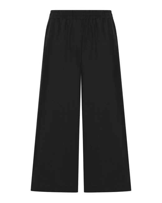 Loewe Black Viscose And Linen Crop Trousers