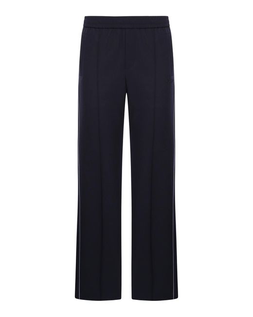 Gucci Blue Wool Twill Embroidered Trousers for men