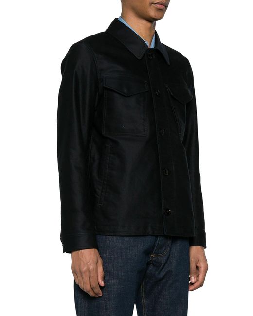 Tom Ford Black Spread-collar Cotton Shirt Jacket for men