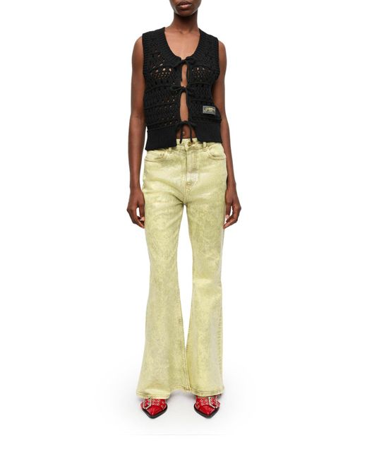 Ganni Black Cotton Mix Tie String Vest