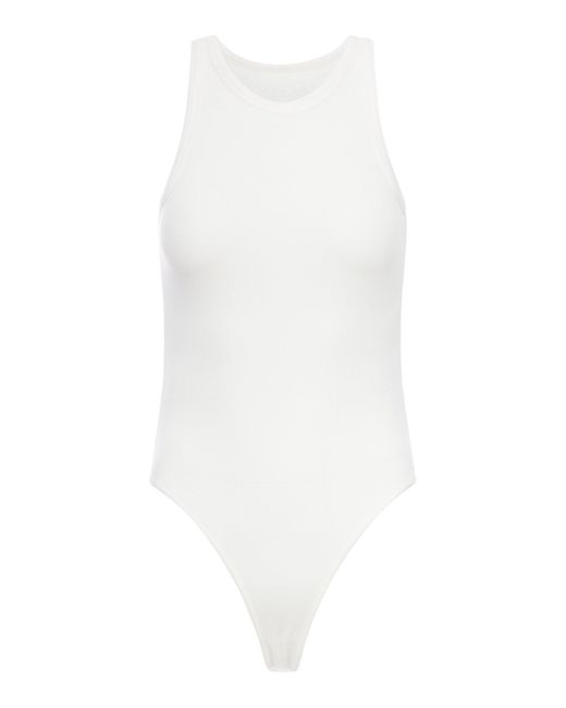 Body a canotta in maglia a coste modellante di Alaïa in White