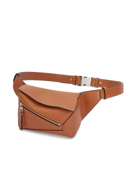Loewe Brown Mini Puzzle Bum Bag In Classic Calfskin for men