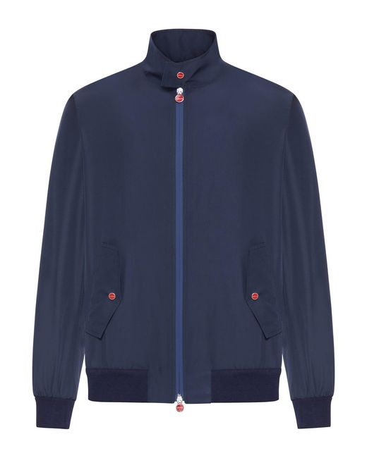 Kiton Blue Technical Fabric Bomber Jacket for men