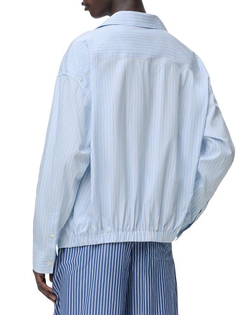 Loewe Blue Oversized Striped Cotton Shirt With Bowling Collar for men